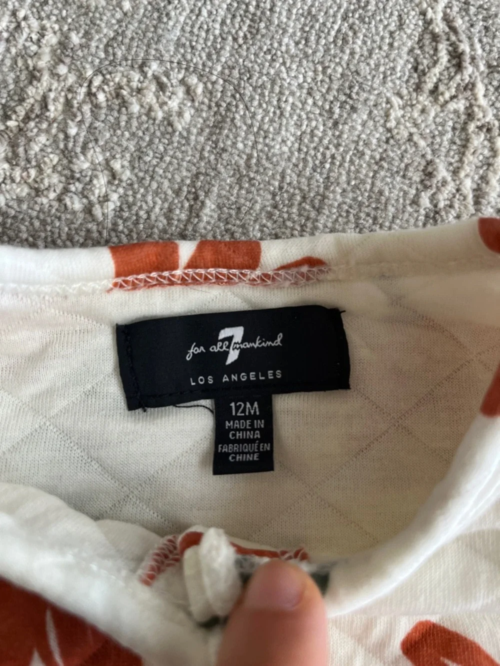 7 For All Mankind Cream Quilted Jacket with Rust Floral Print